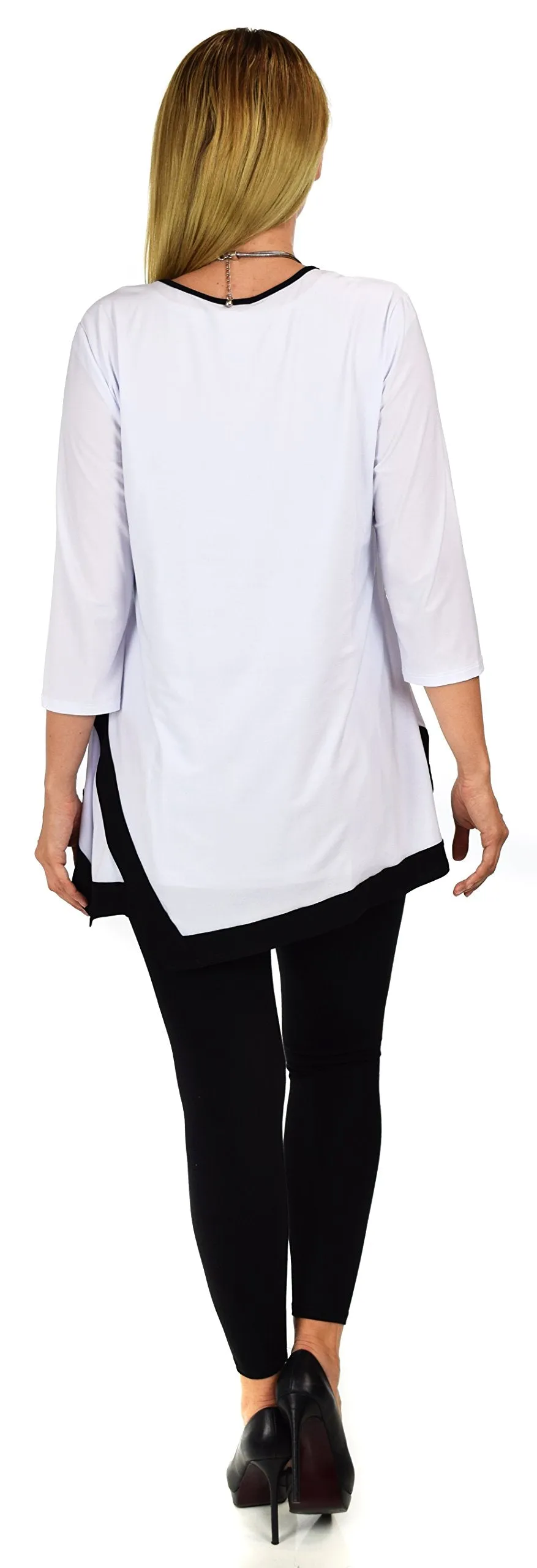 Dare2bstylish Tunic, Women Two Tone Hem Tunic,  Swing Tunic  3/4 Sleeve Tunic Shirt Top | Reg & Plus Sizes
