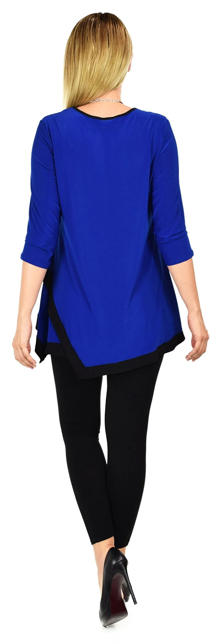 Dare2bstylish Tunic, Women Two Tone Hem Tunic,  Swing Tunic  3/4 Sleeve Tunic Shirt Top | Reg & Plus Sizes