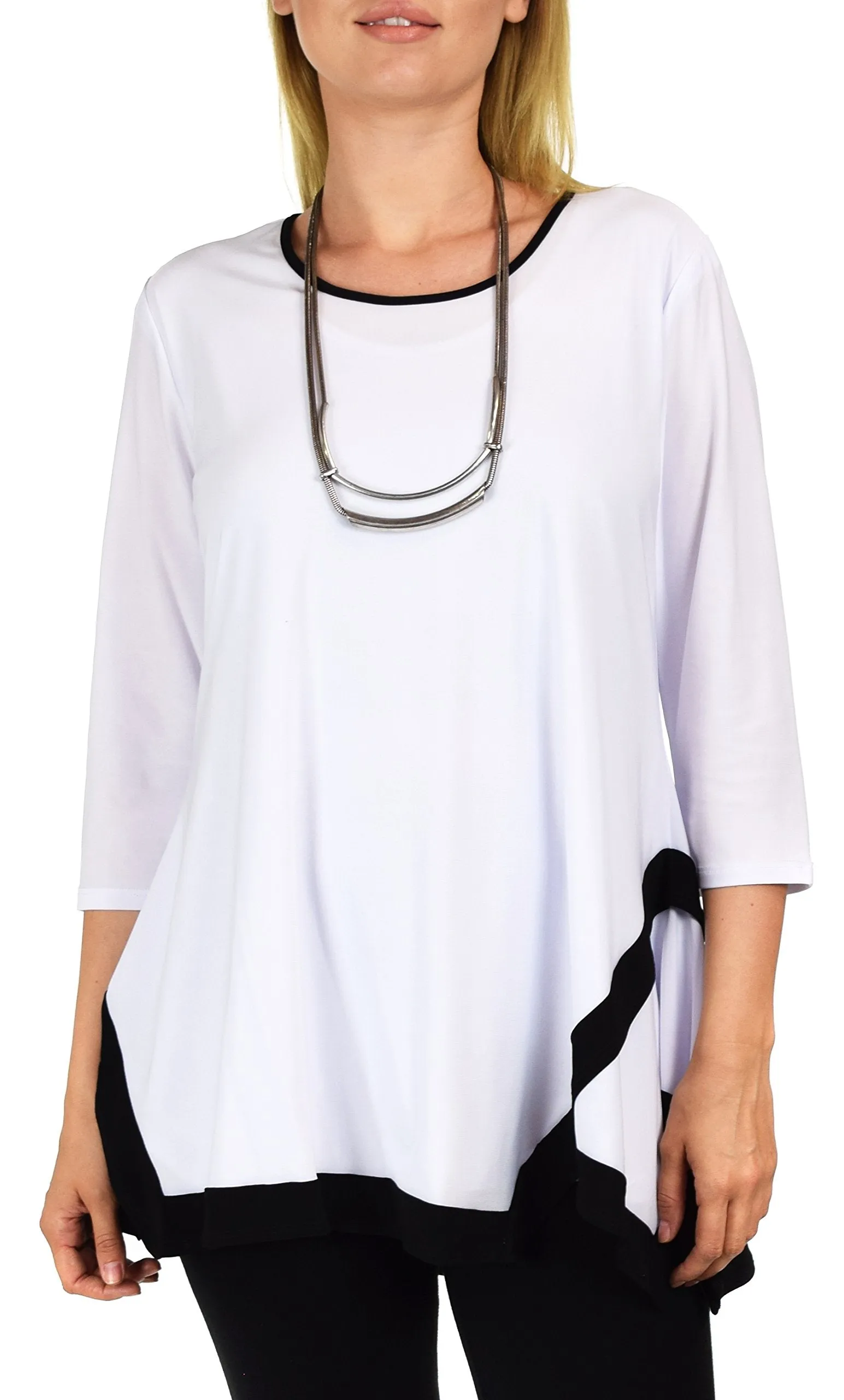 Dare2bstylish Tunic, Women Two Tone Hem Tunic,  Swing Tunic  3/4 Sleeve Tunic Shirt Top | Reg & Plus Sizes