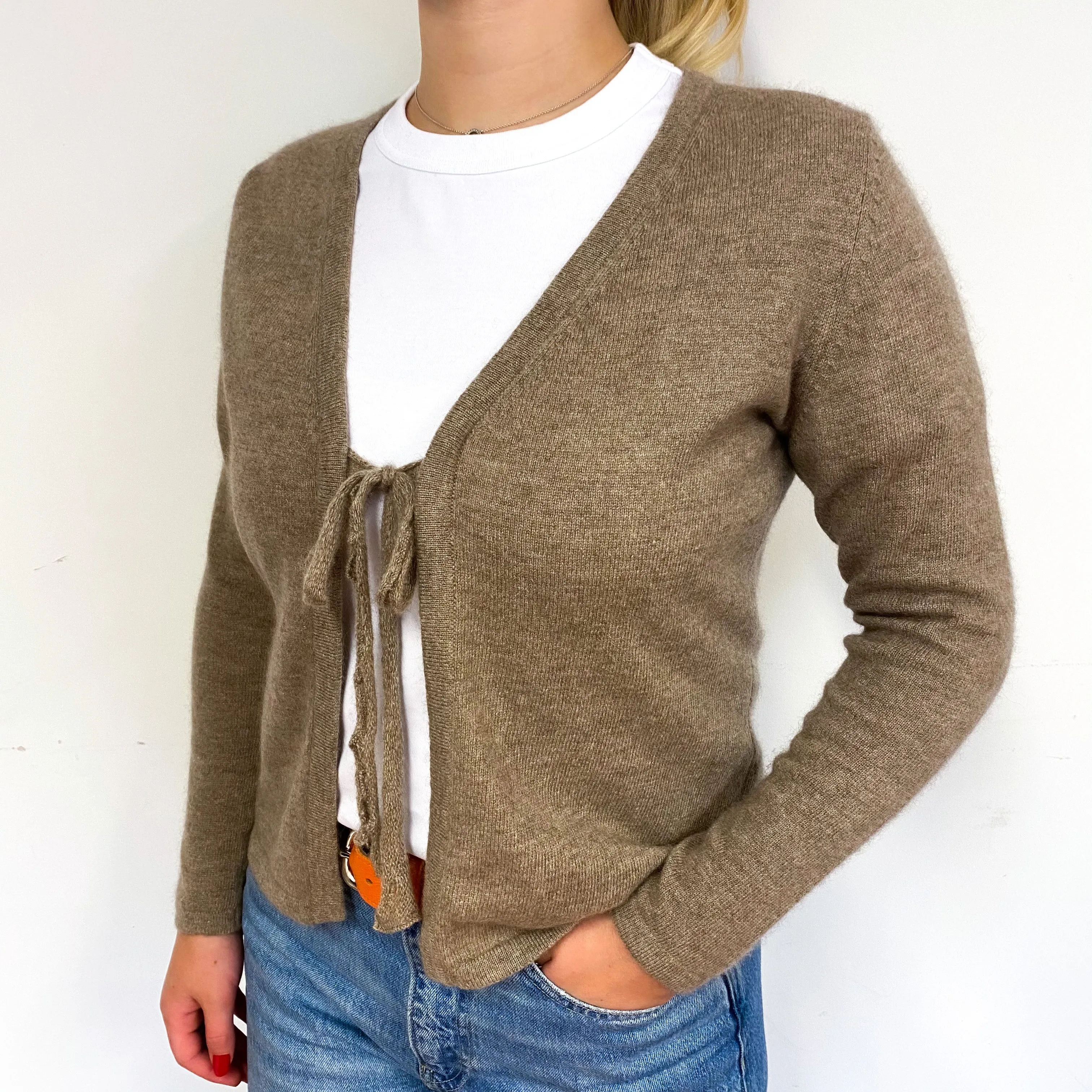 Donkey Brown Cashmere Tie Up Cardigan Small