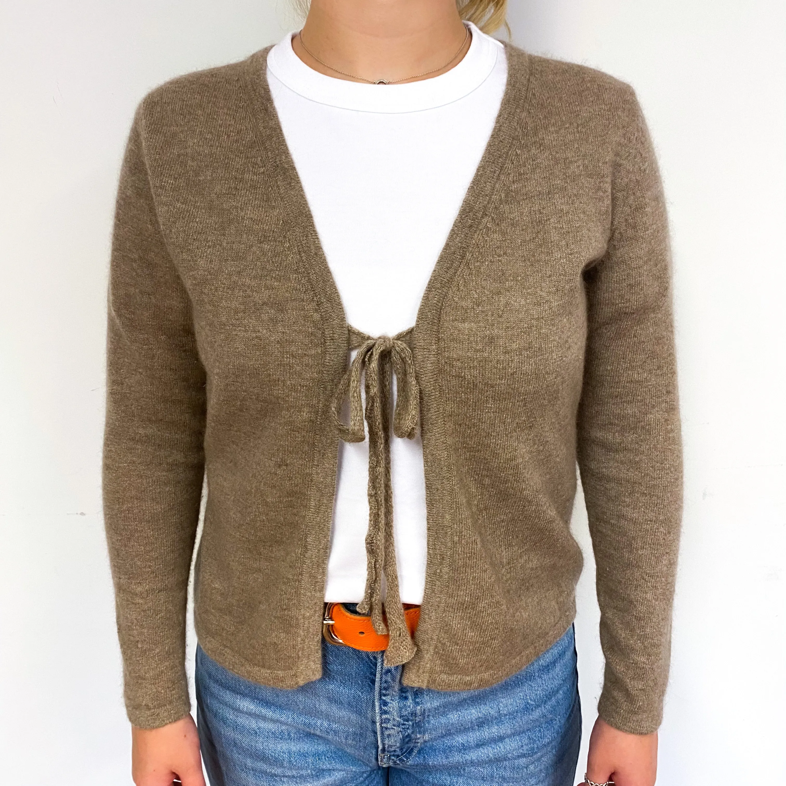 Donkey Brown Cashmere Tie Up Cardigan Small