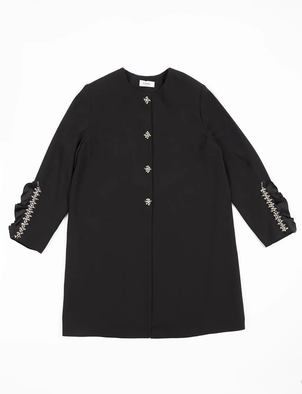 Double Black Suit with Stones and Ruffles