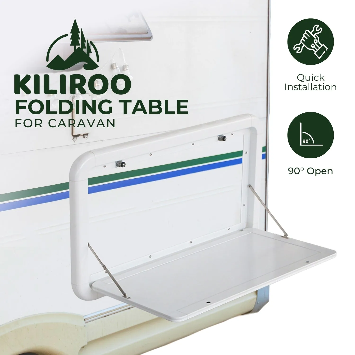 Durable Aluminum Caravan Folding Table, White - KILIROO
