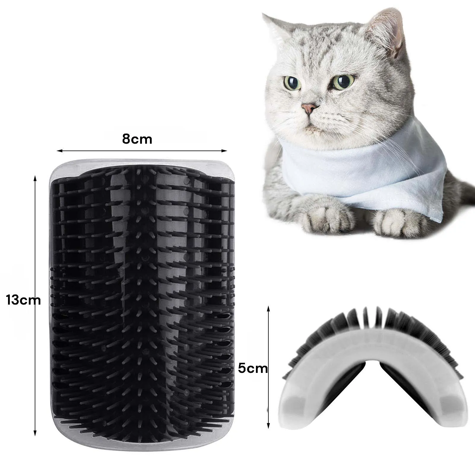 Durable Cat Self Groomer Brush, Catnip, Wall Mount, 70g