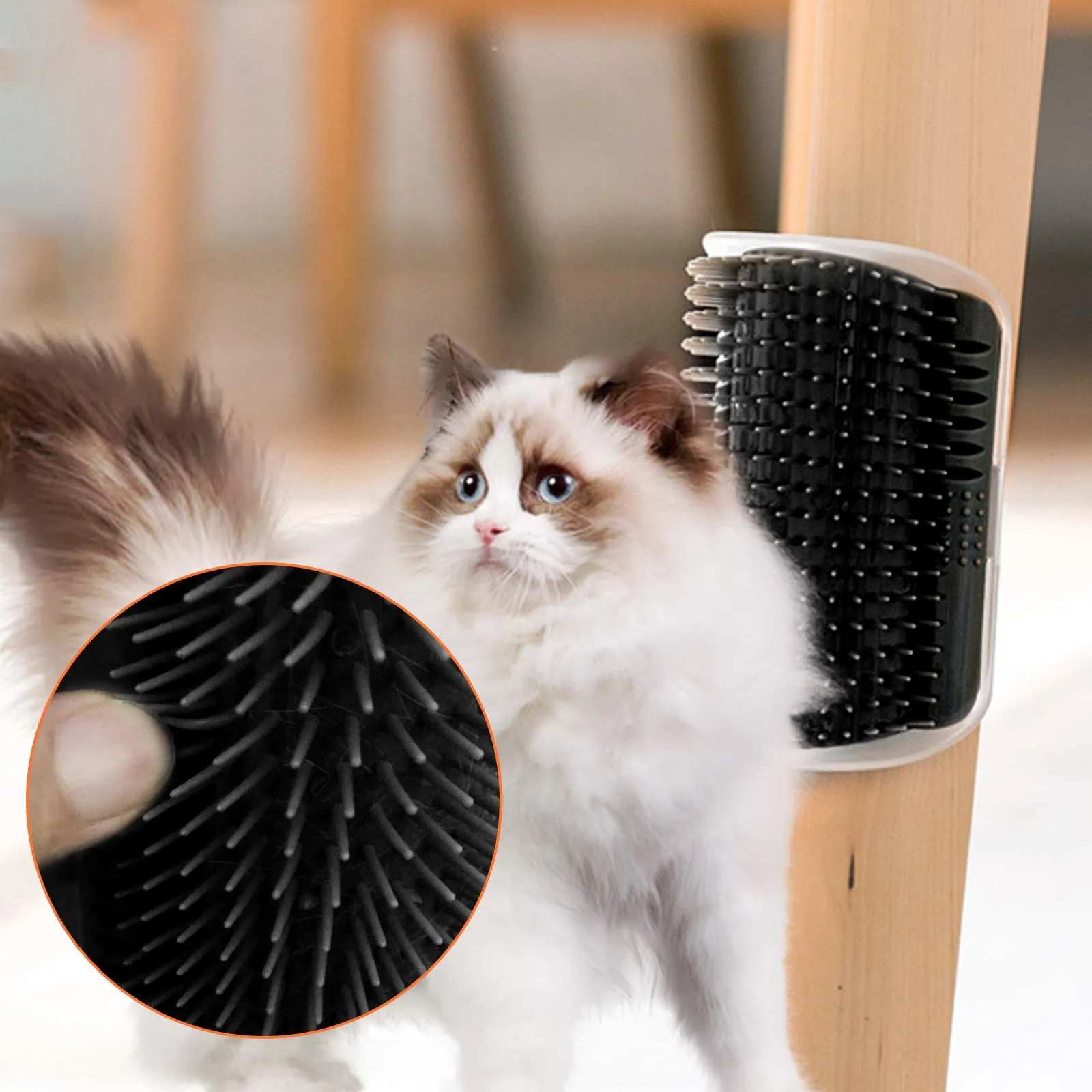Durable Cat Self Groomer Brush, Catnip, Wall Mount, 70g