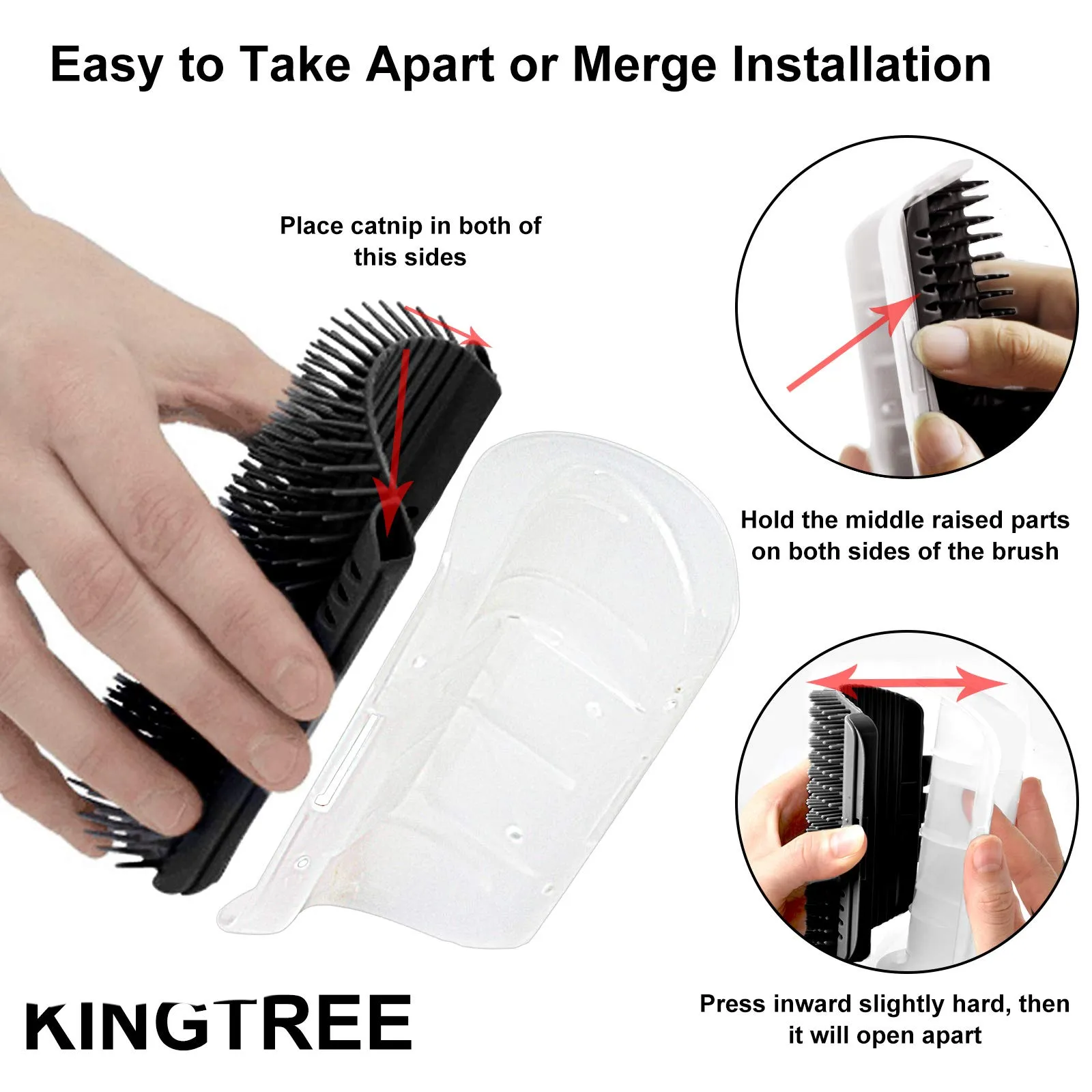 Durable Cat Self Groomer Brush, Catnip, Wall Mount, 70g