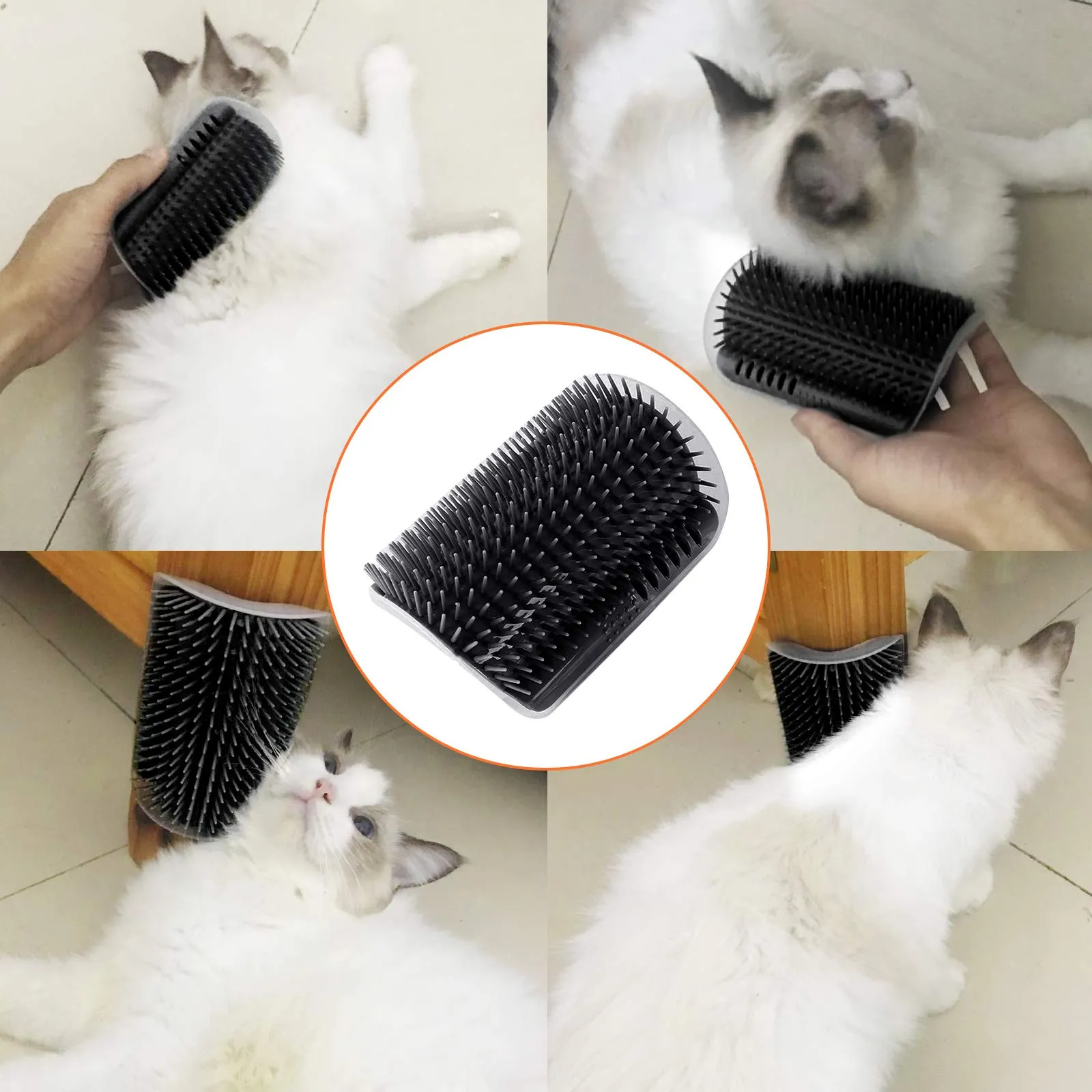 Durable Cat Self Groomer Brush, Catnip, Wall Mount, 70g
