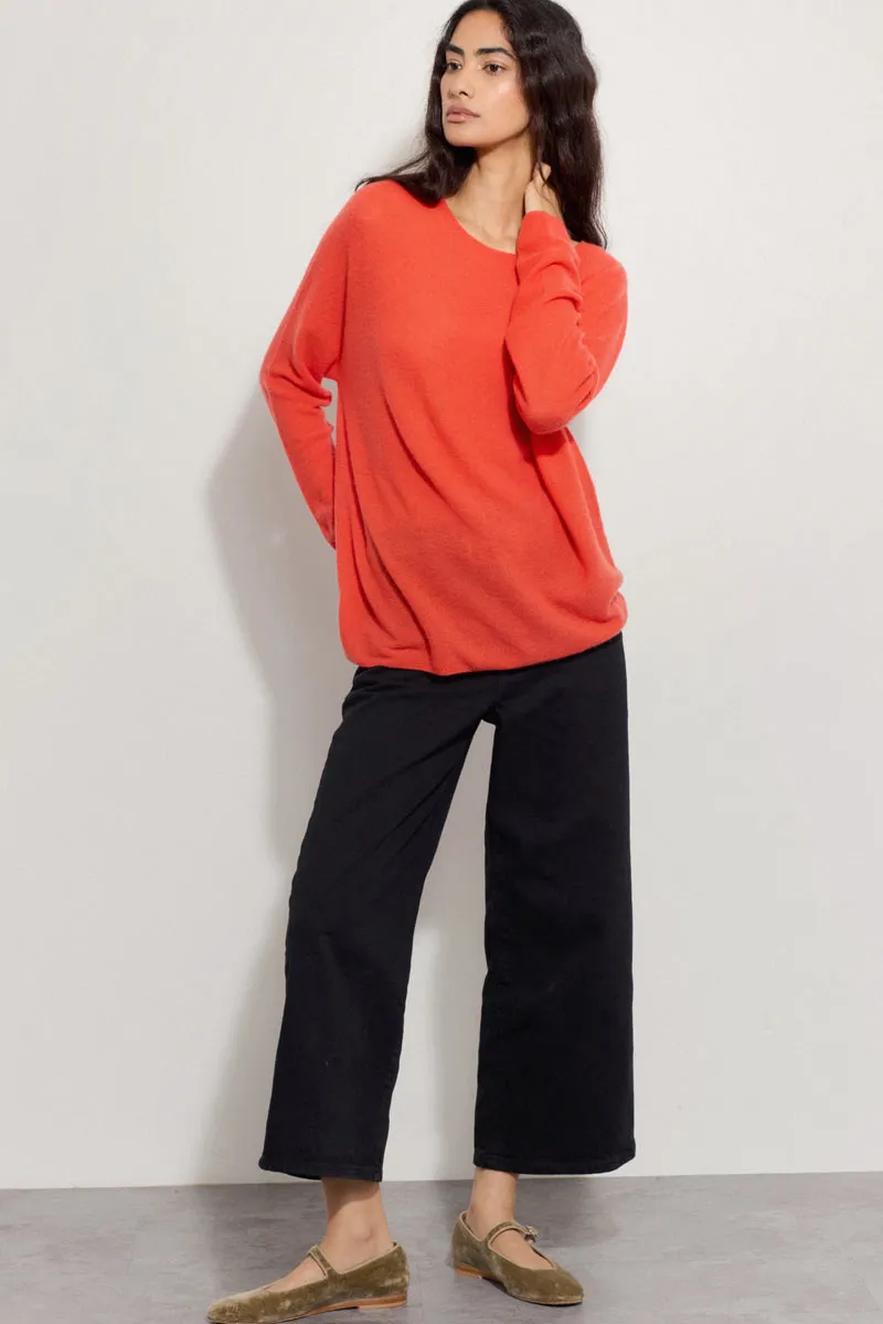 Eleri Crew Neck Cashmere Orange Jumper