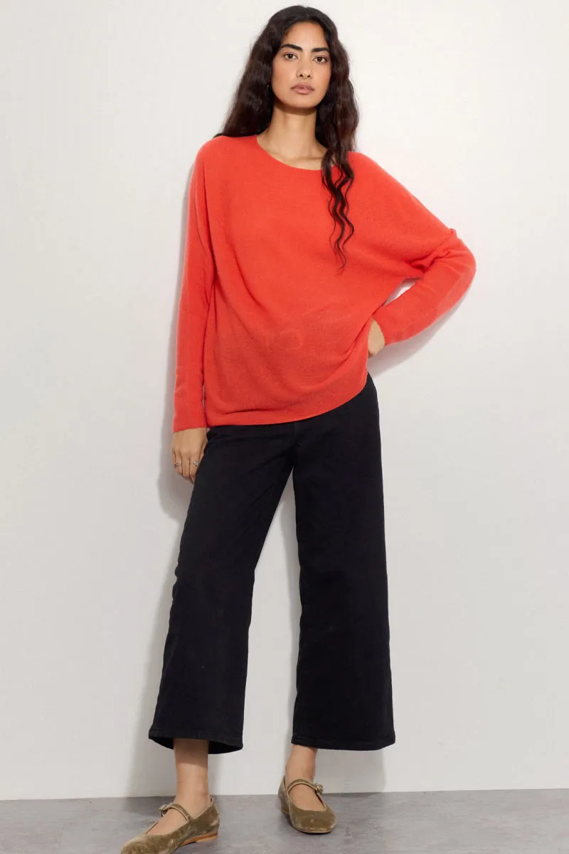 Eleri Crew Neck Cashmere Orange Jumper