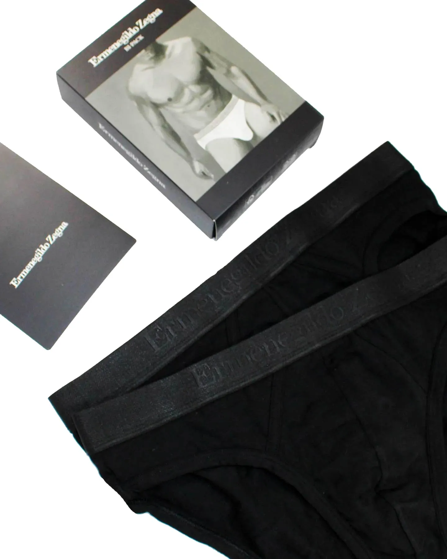 Ermenegildo Zegna Underwear Black Stretch XL Cotton Midi Brief 2 Pack SALE