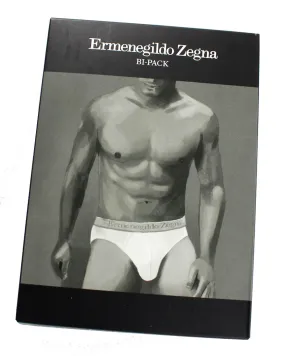 Ermenegildo Zegna Underwear White Stretch Cotton Midi Brief 2 Pack XL SALE