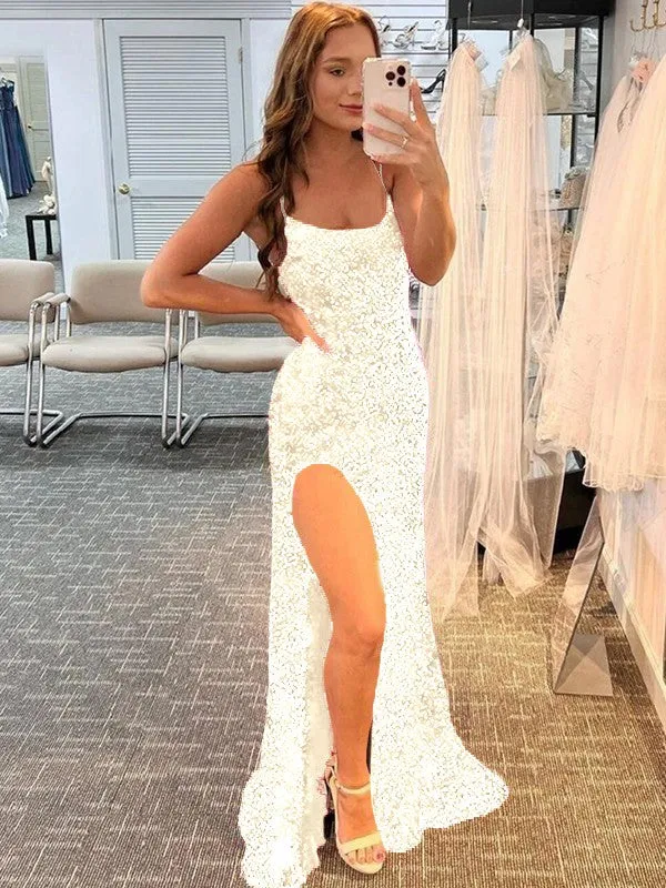Fuchsia Sheath Spaghetti Straps Sleeveless Long Sweep Train Velvet Sequin Prom Dress (AF1010)
