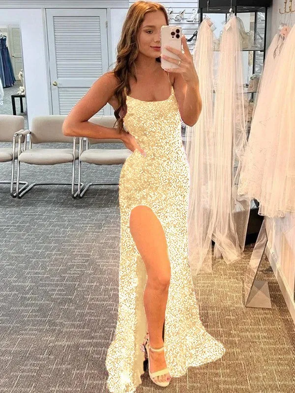 Fuchsia Sheath Spaghetti Straps Sleeveless Long Sweep Train Velvet Sequin Prom Dress (AF1010)