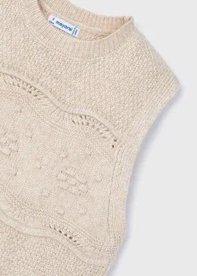 Gilet Tricot Beige Ricami