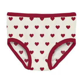 Girl's Print Bamboo Underwear - Natural Hearts