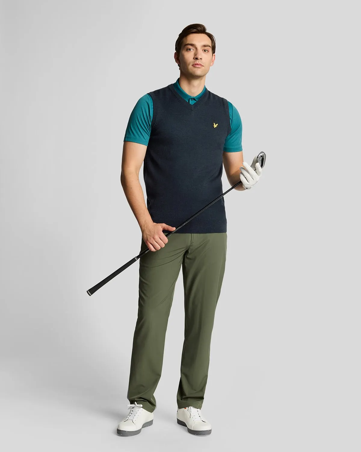 Golf Merino Blend Knitted V-Neck Vest