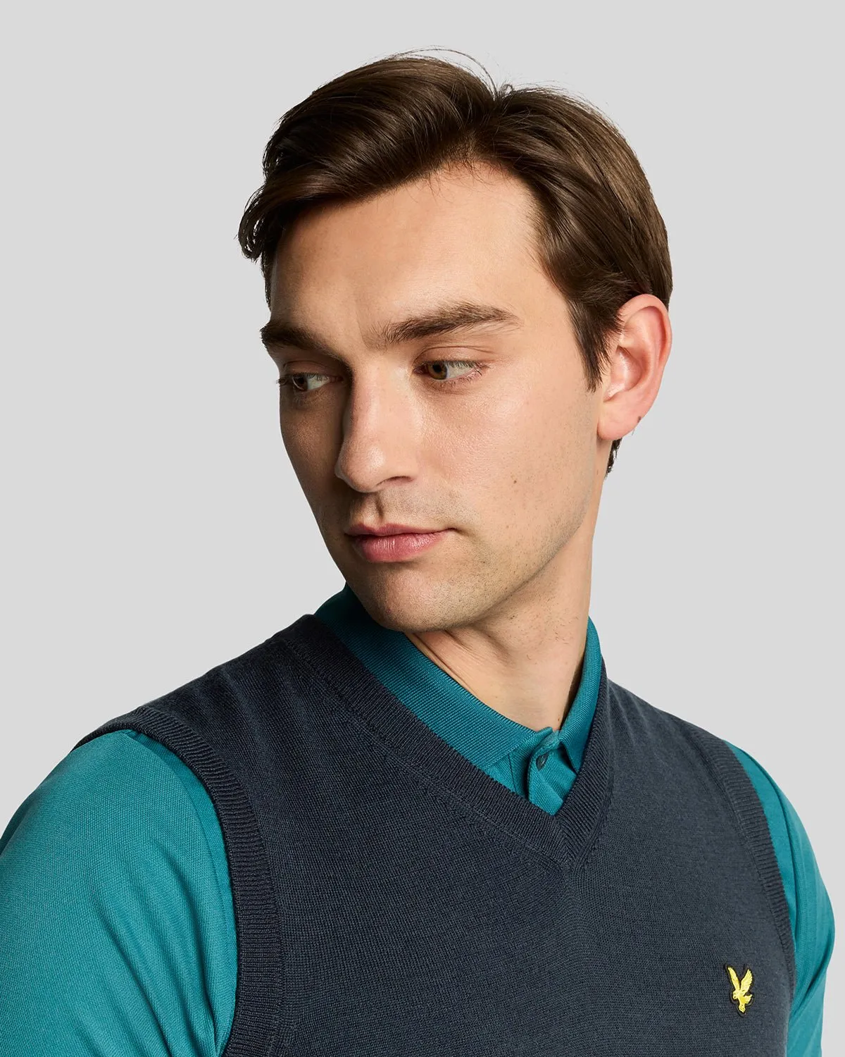 Golf Merino Blend Knitted V-Neck Vest