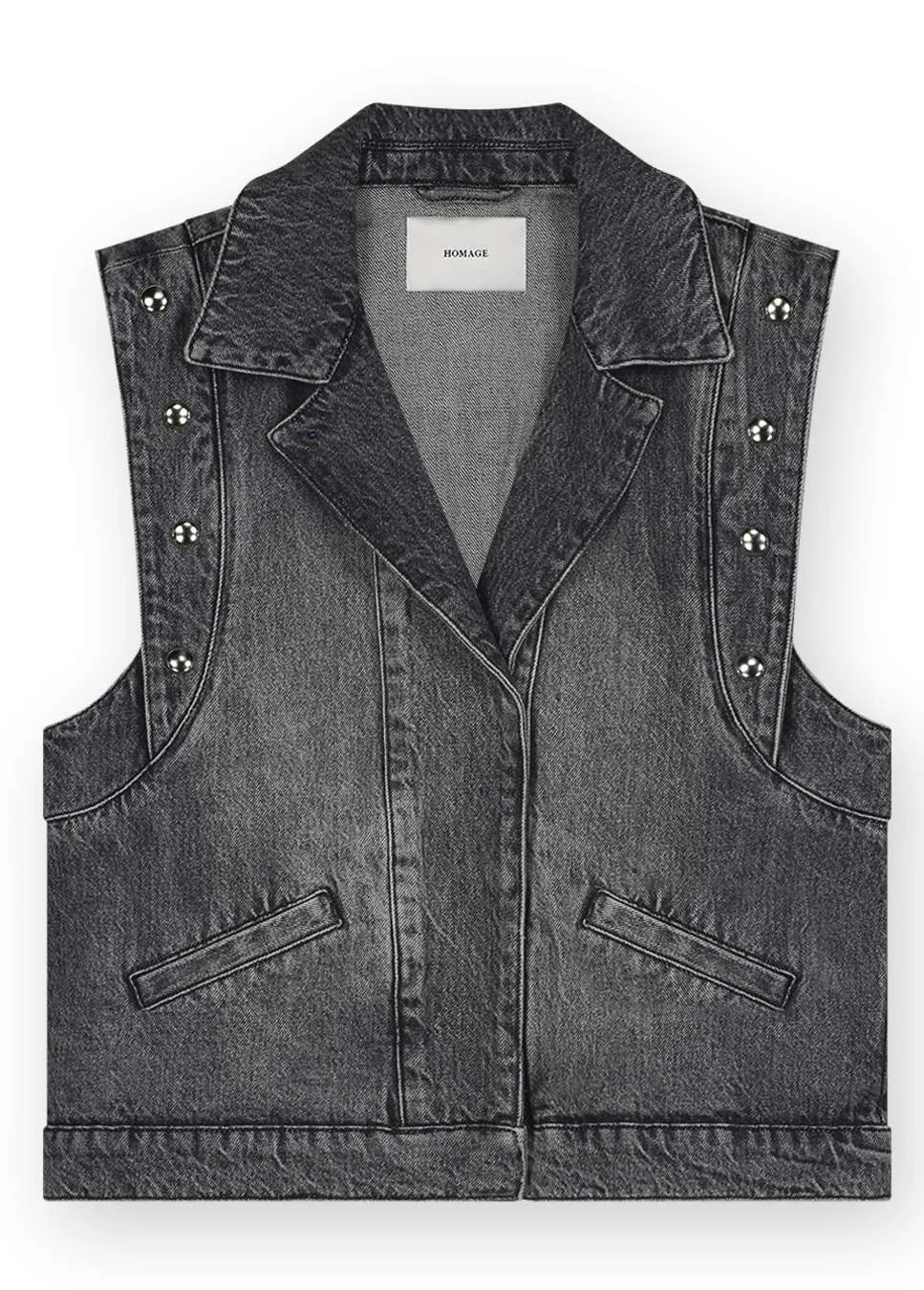 Homage gilet denim met studs Vintage grey