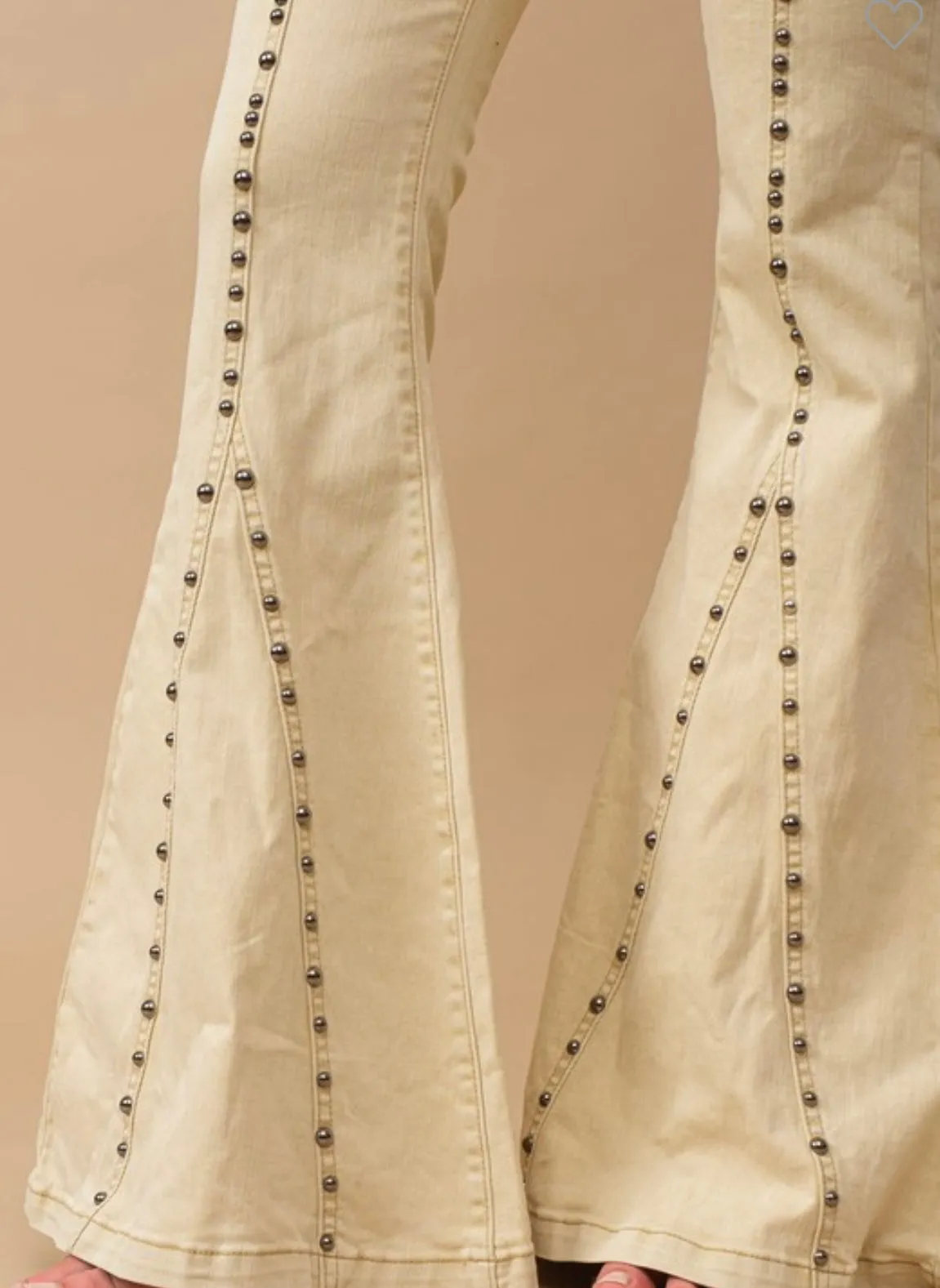 Ivory Gold Stud Flared Jeans