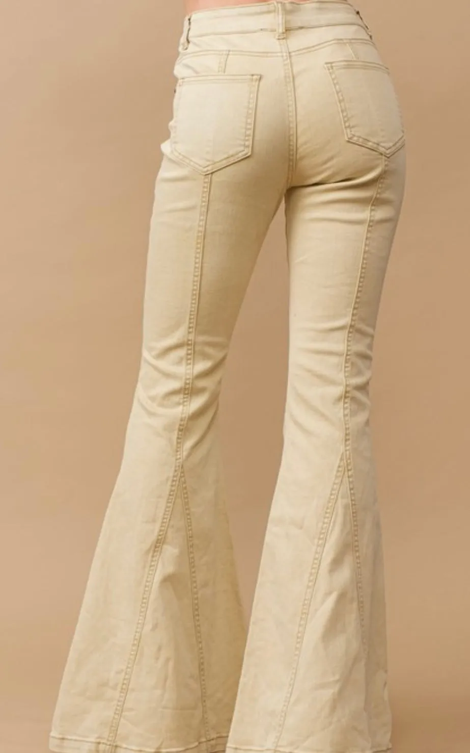 Ivory Gold Stud Flared Jeans