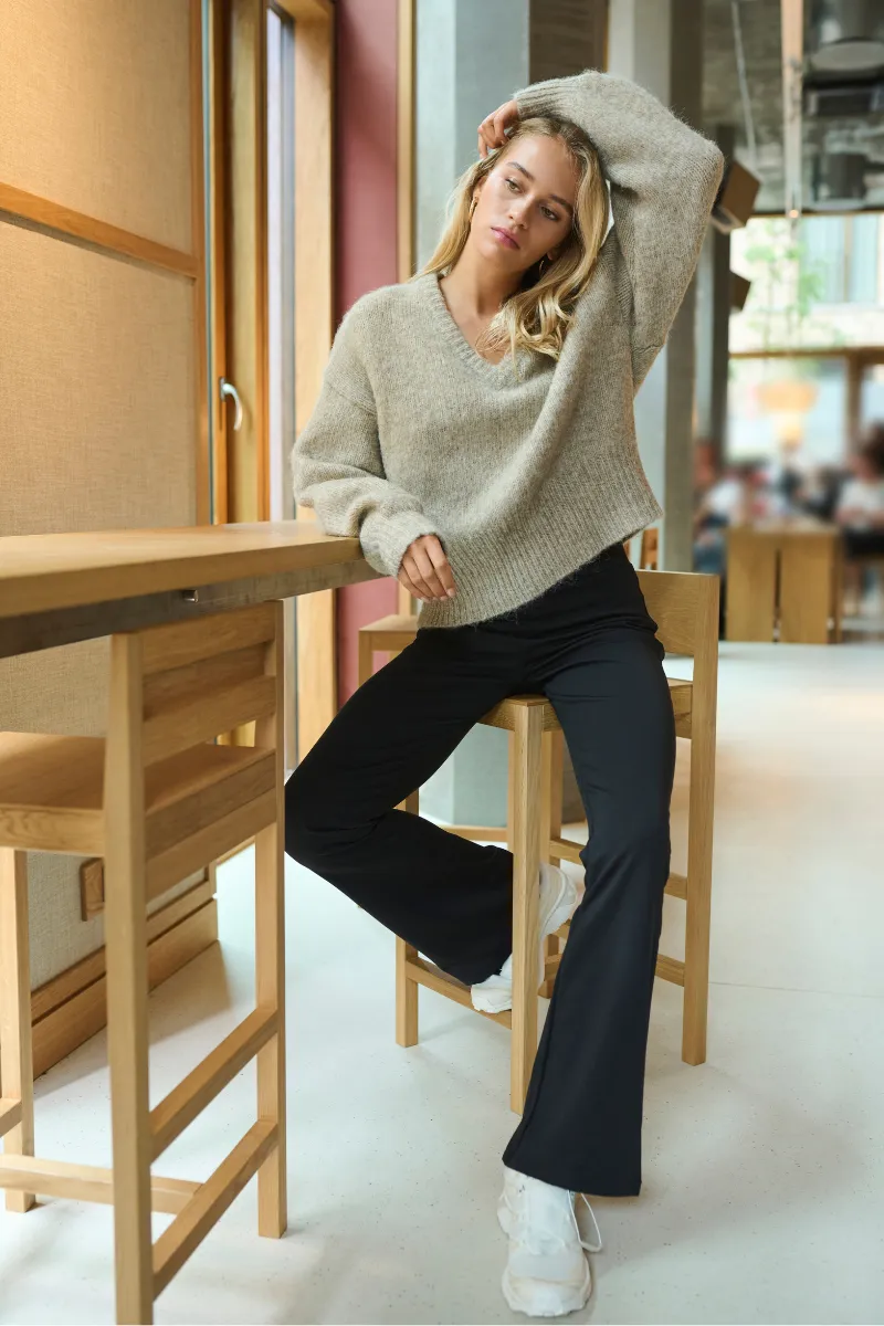 Jenny Flared Leggings - Black Deep