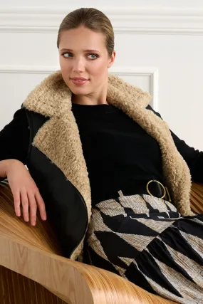 K-Design Biker Jacket Gilet Sleeveless Faux Fur Z907