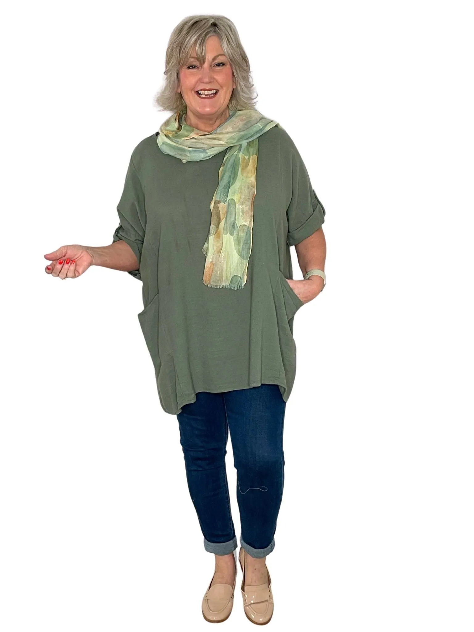 Leah Plain Pocket Lightweight Cotton Tunic Top