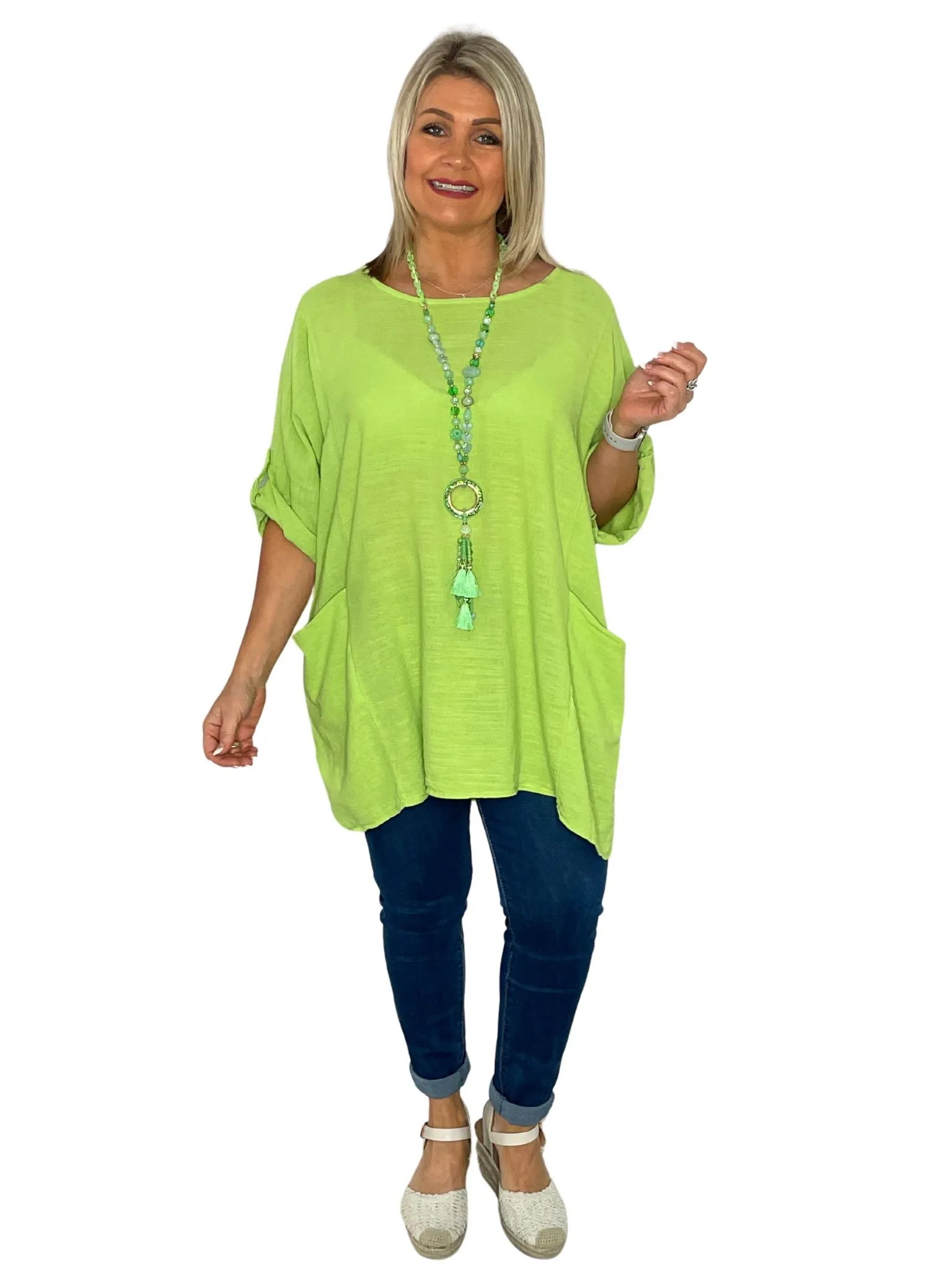 Leah Plain Pocket Lightweight Cotton Tunic Top