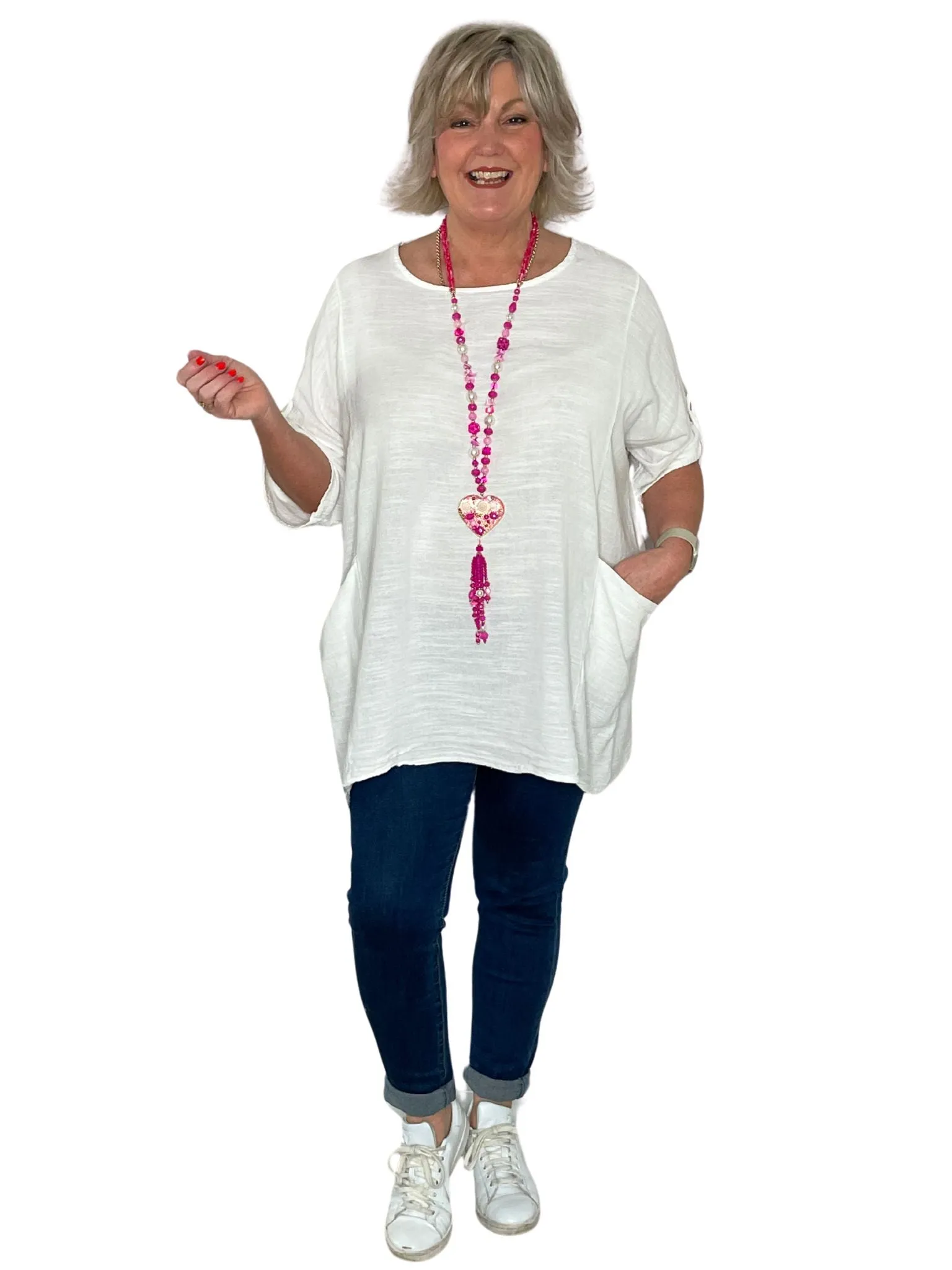 Leah Plain Pocket Lightweight Cotton Tunic Top