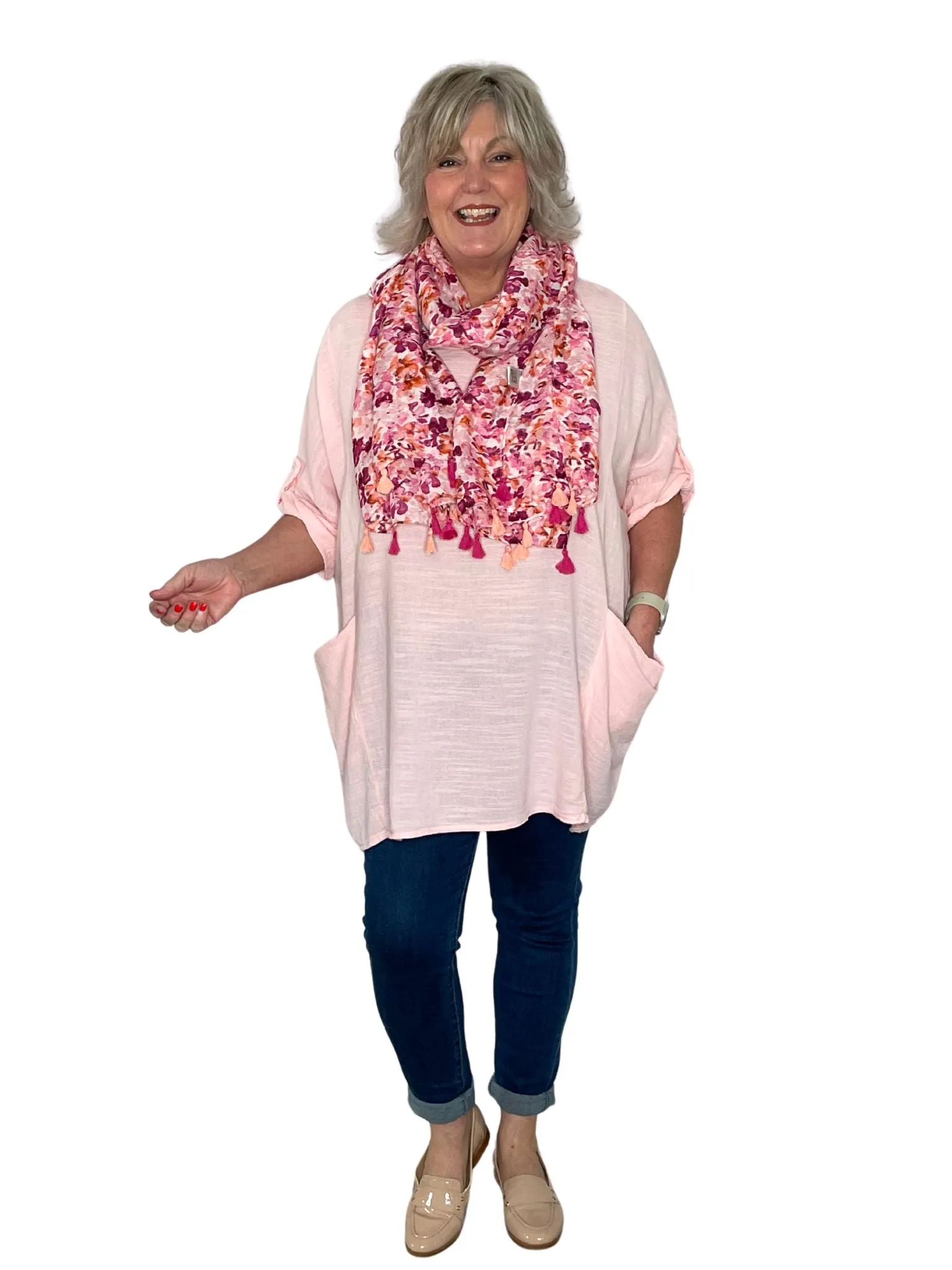 Leah Plain Pocket Lightweight Cotton Tunic Top