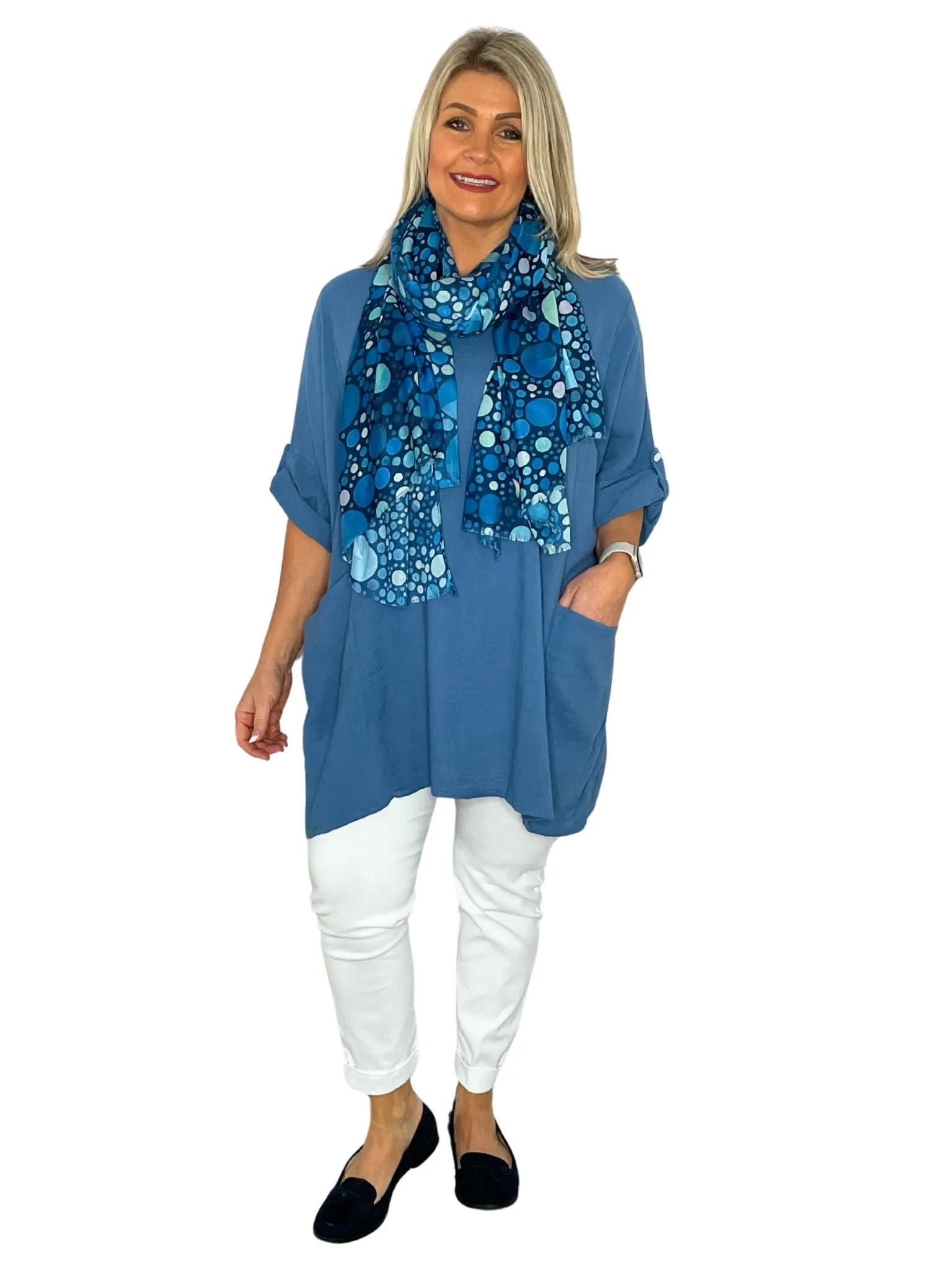 Leah Plain Pocket Lightweight Cotton Tunic Top