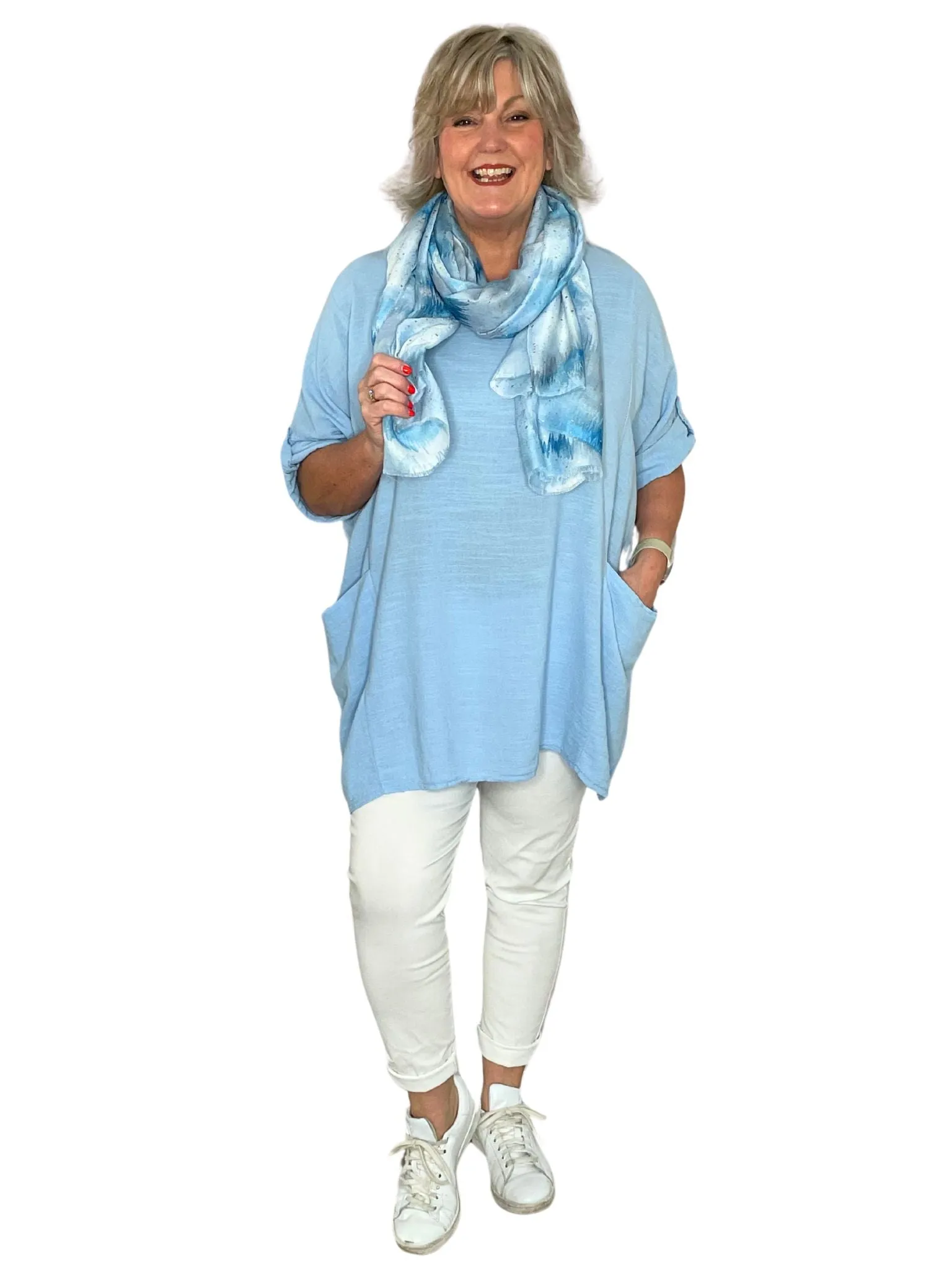 Leah Plain Pocket Lightweight Cotton Tunic Top