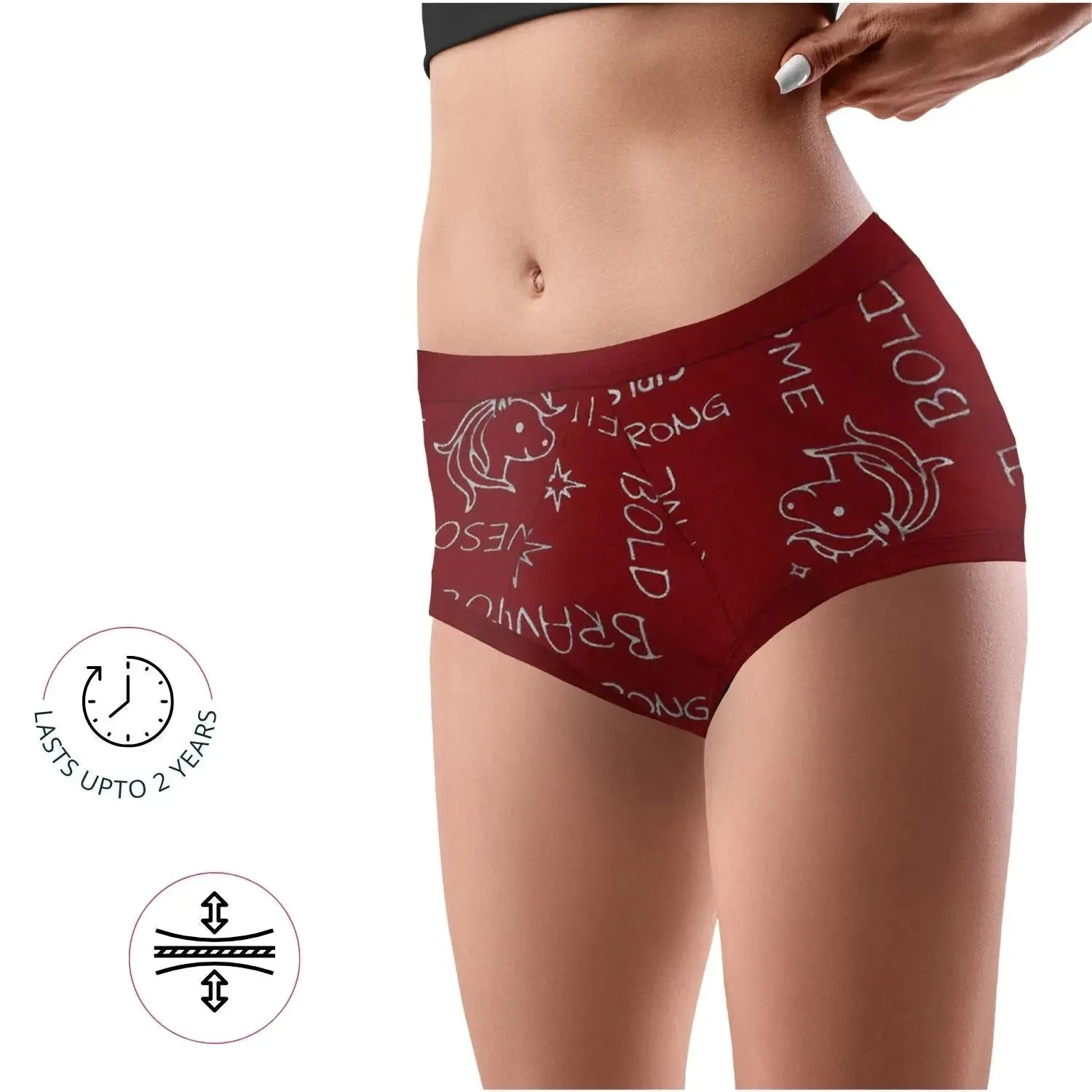 LEAKPROOF & REUSABLE PERIOD UNDERWEAR | METALLIC MAROON | ANTIMICROBIAL LINING | NO PAD NEEDED