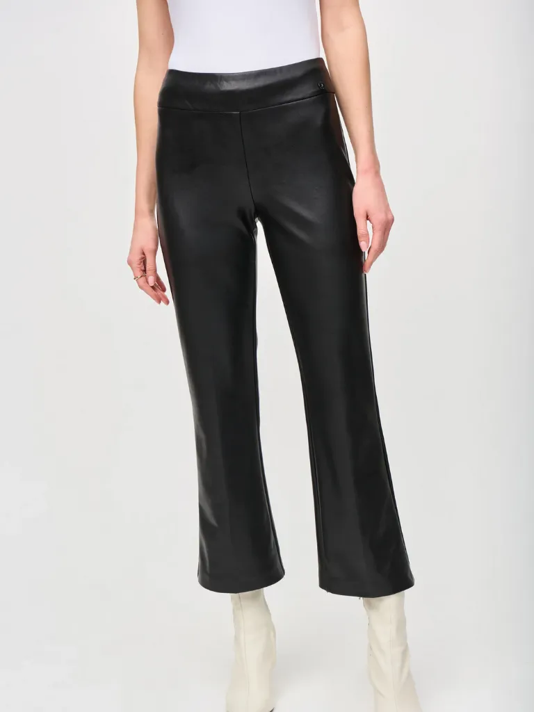 Leatherette Flared Pull-On Pants
