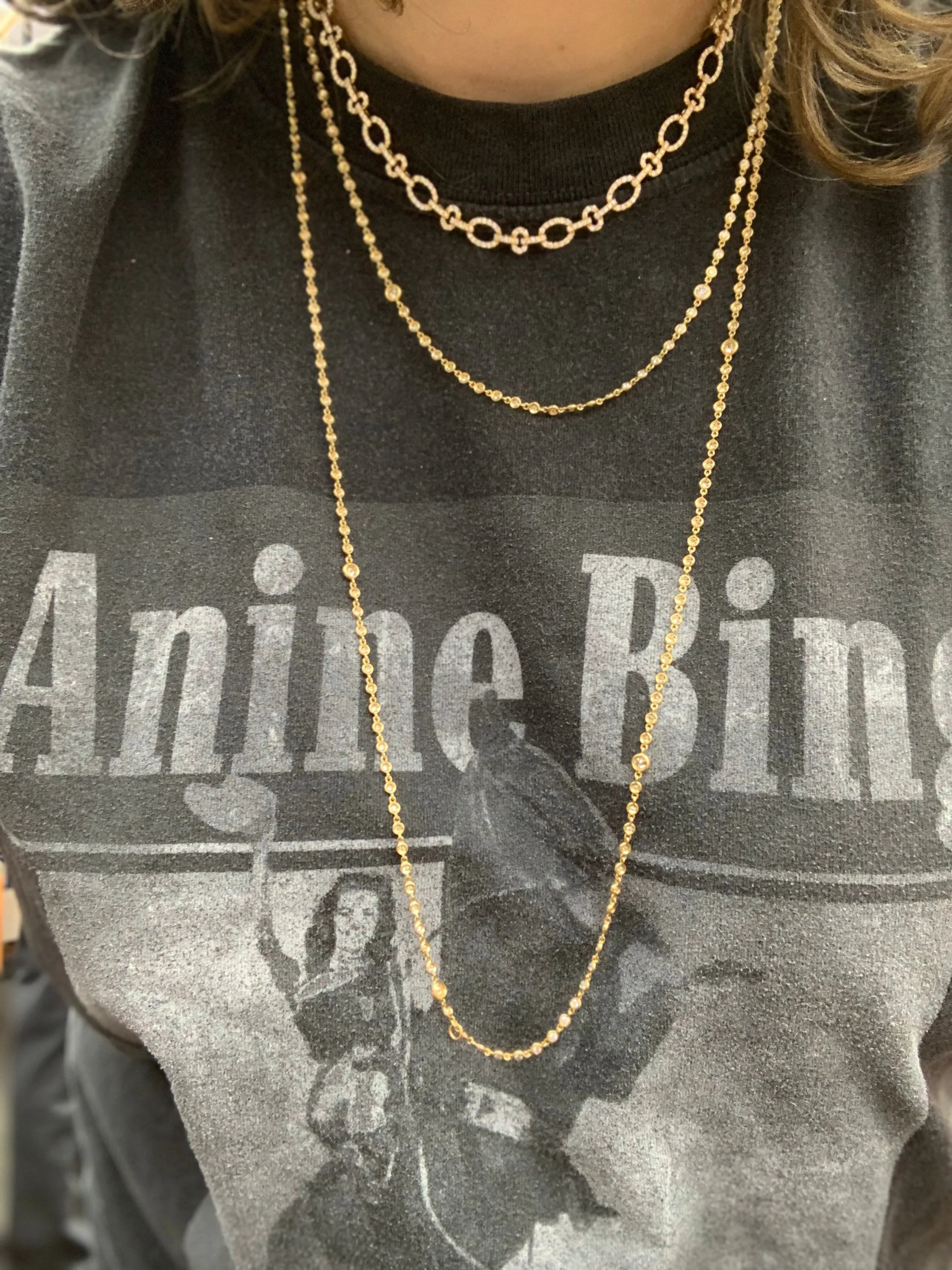 Long Diamond Bezel Rain Chain Necklace