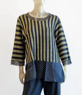 Luukaa Green/Black Stripe Blouse