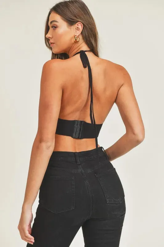 MABLE Long Sleeve Crop Sweater Top and Inner Bra Set