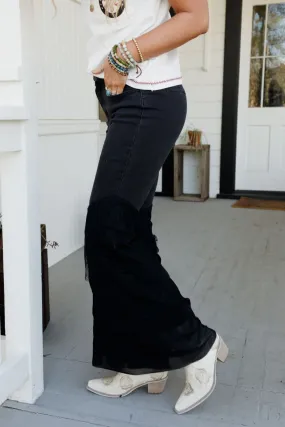 Marbella Lace Flared Jeans - Black