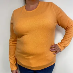 Marigold Orange Cashmere Crew Neck Jumper Extra Large