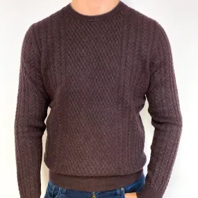 Men's Aubergine Purple Cashmere Crew Neck Jumper Extra Large