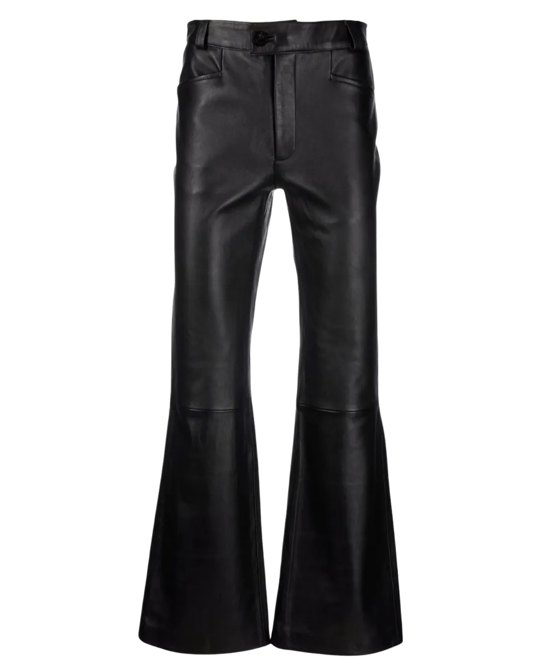 Mens Black Flared Leather Pants