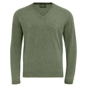 Millbreck Merino Wool Vee Neck Jumper - Seaweed