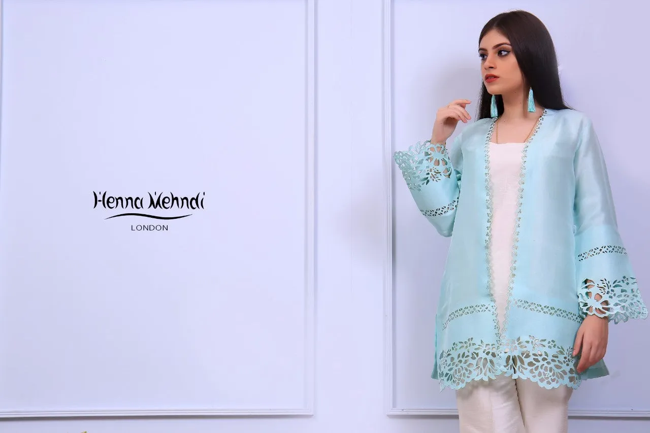 Mint Laser Cut Jacket Outfit