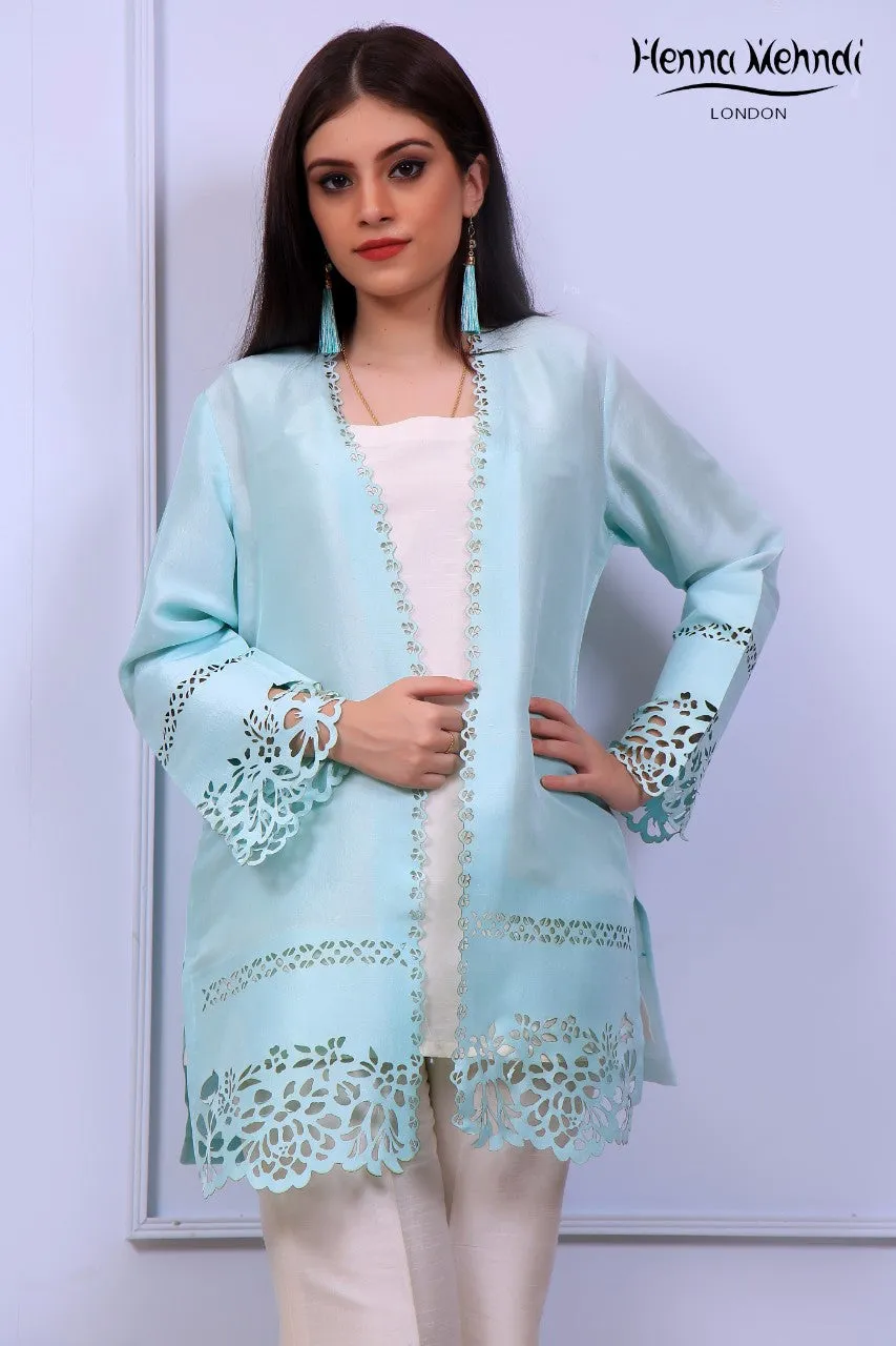 Mint Laser Cut Jacket Outfit