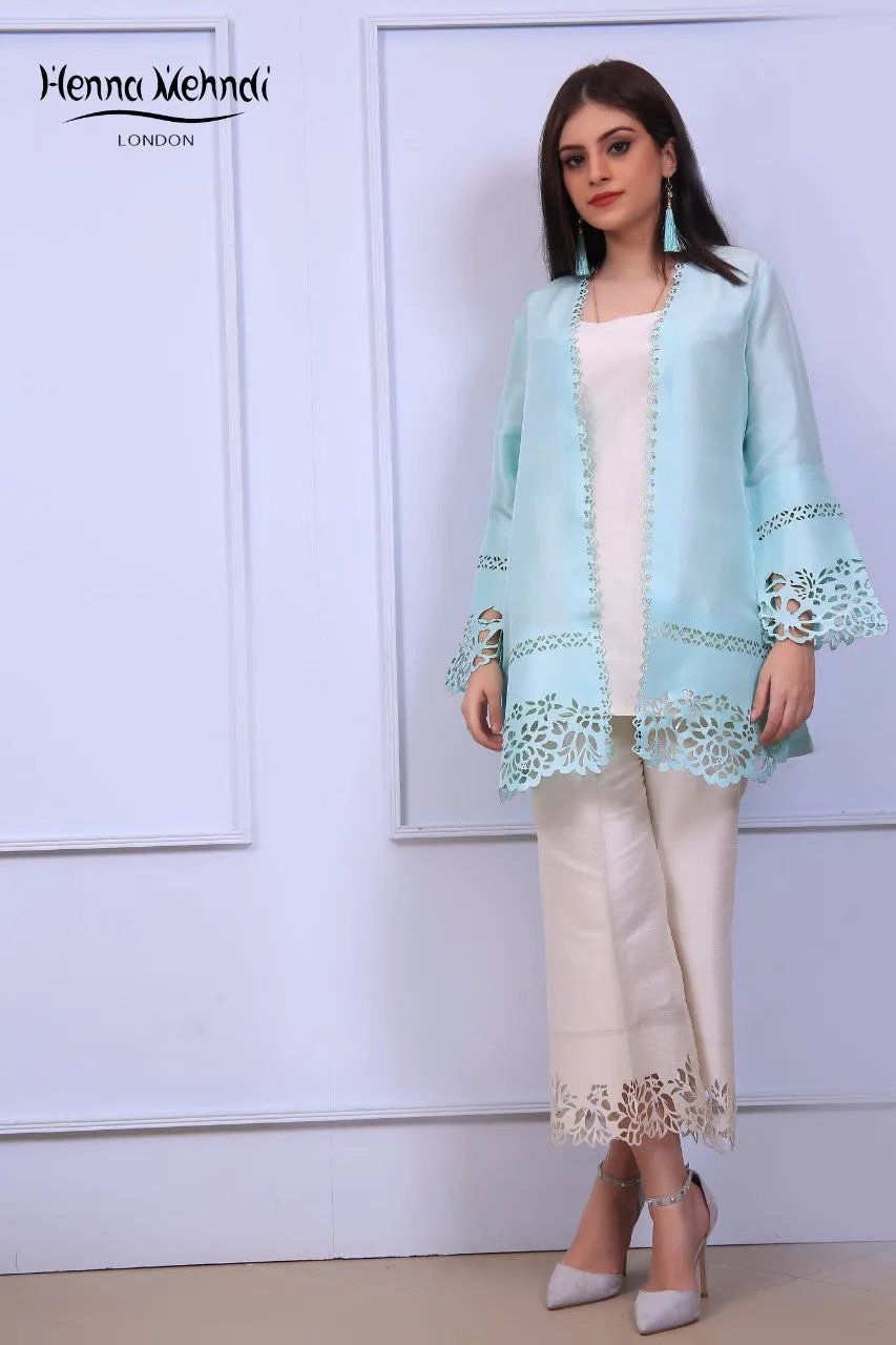 Mint Laser Cut Jacket Outfit