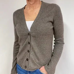 Muted Brown Cashmere V-Neck Cardigan Medium