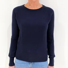 Navy Cashmere Crew Neck Jumper Small