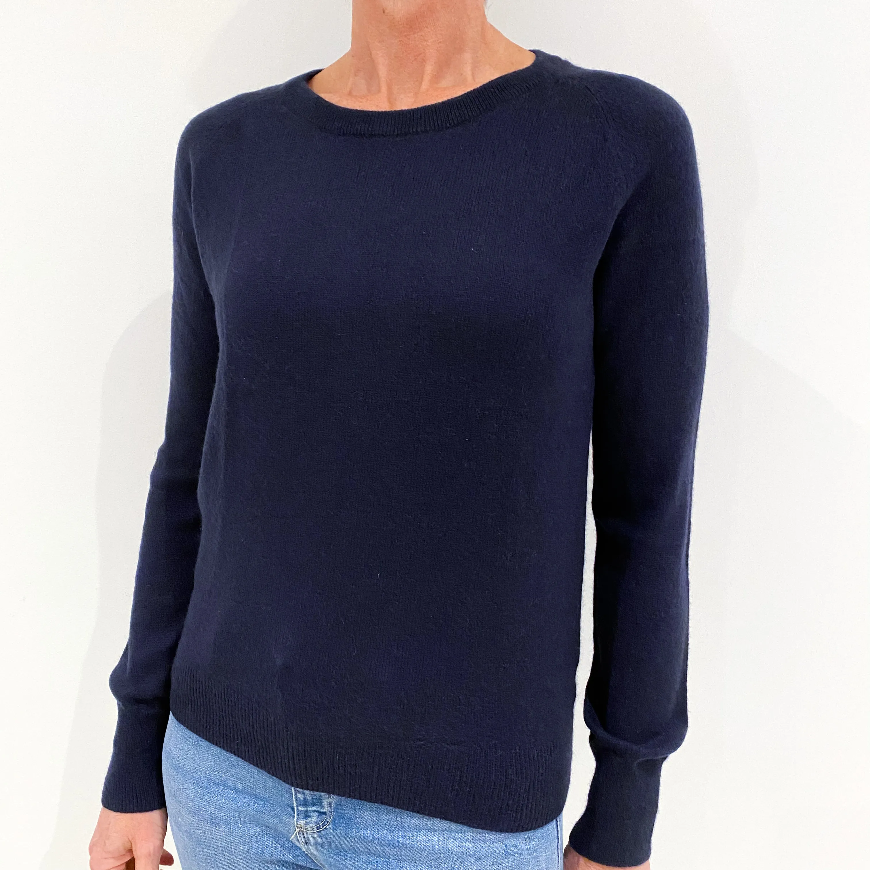 Navy Cashmere Crew Neck Jumper Small