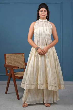 Off-White Flared Kurta & Pants