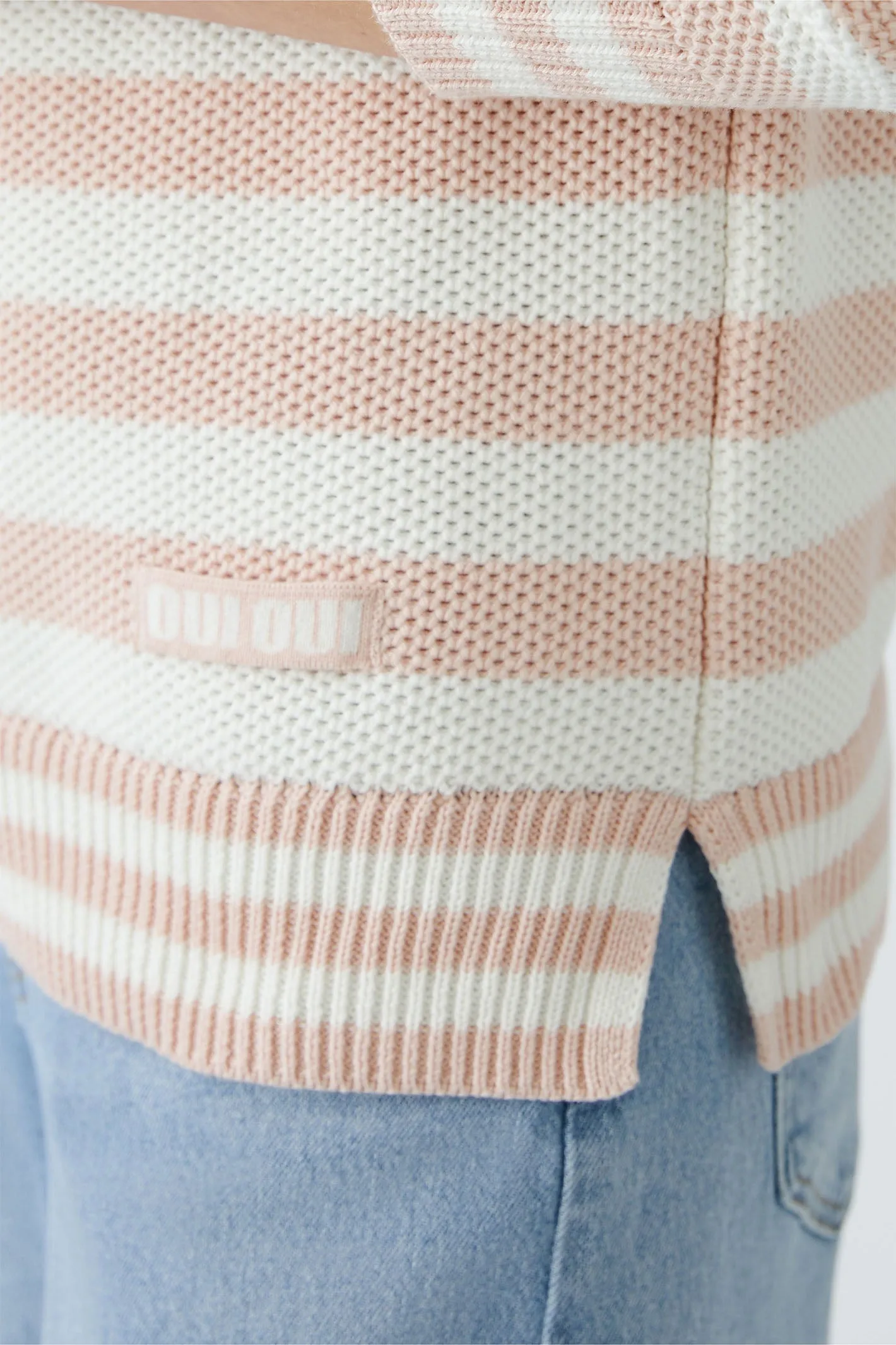Oui 91948 Pale Pink White Striped Jumper